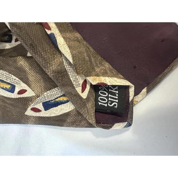 Vintage Oscar de la Renta classic corpcore khaki/multicolored silk necktie - Picture 3 of 3
